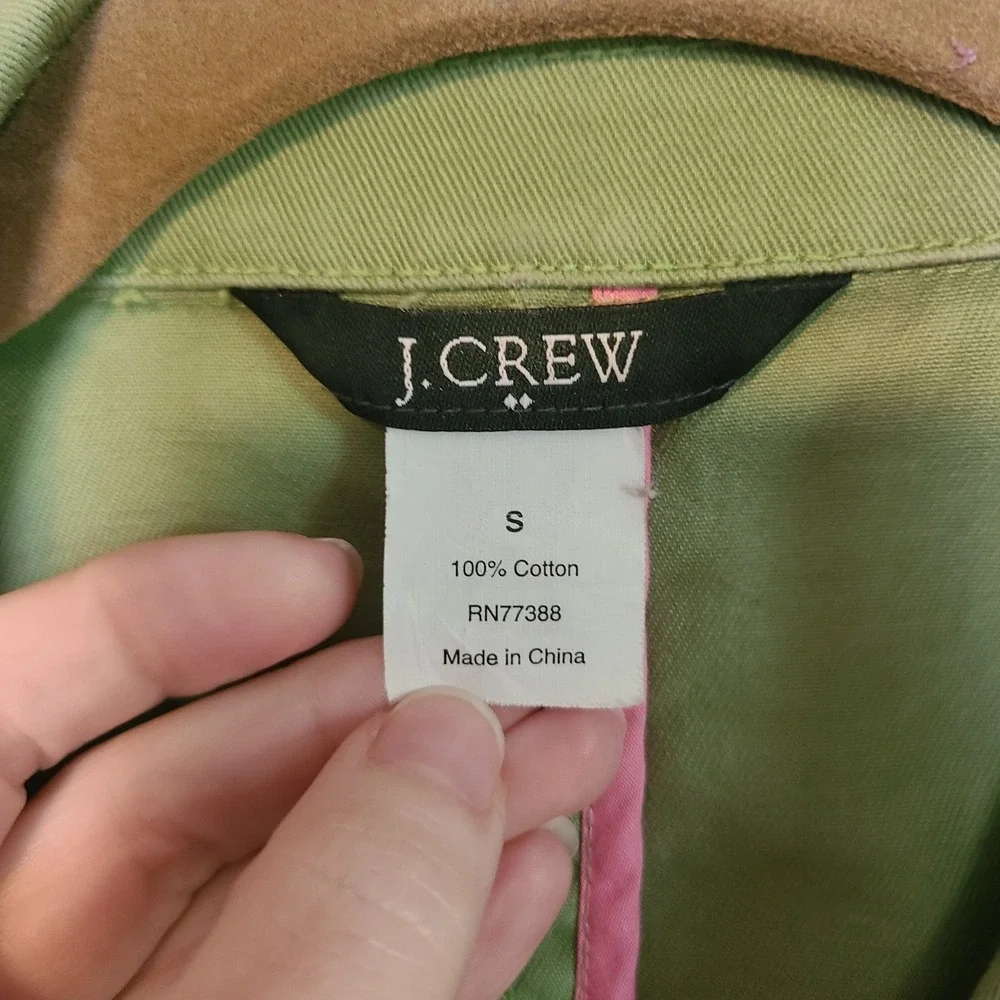 VTG Y2K J Crew Single Button Blazer Women S Cotton Twill Lime Green 3/4 Sleeve